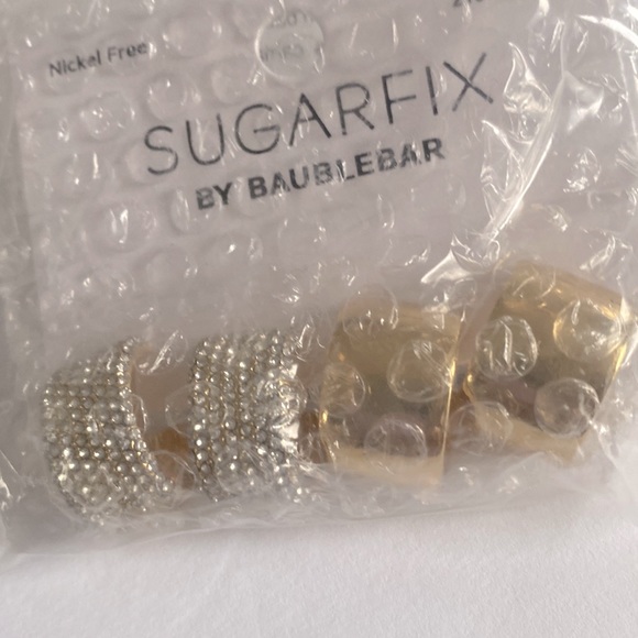 SUGARFIX by BaubleBar Crystal Hoop Earring Set 2pc - Gold, NWT - Picture 4 of 5